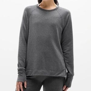 Athleta Coaster Luxe Recover Crew Sweatshirt Size Small Grey Heather 659287 EUC
